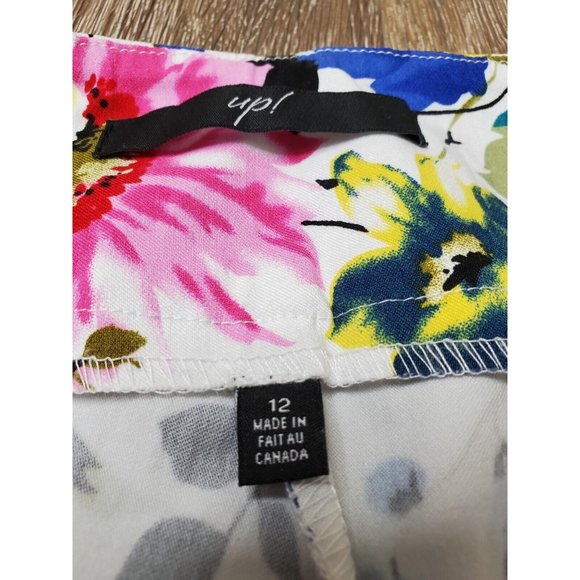 up! Floral Multicolor Stretch Women's 12 Dress Pants Tapered High Rise - Picture 8 of 12